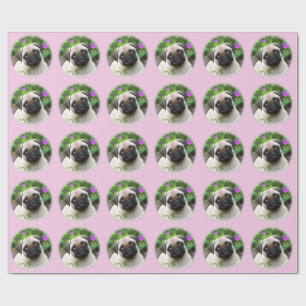 Papier Cadeau Photo fauve mignonne de chiot de carlin - cadeau