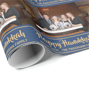 Papier Cadeau Photo minimal de la famille Hanoukka heureuse