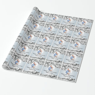 Papier Cadeau Photo noire d'anniversaire de mariage de remous