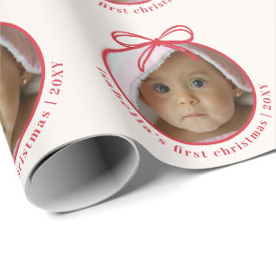 Papier Cadeau Photo personnalisé de bébé pour son premier Noël a
