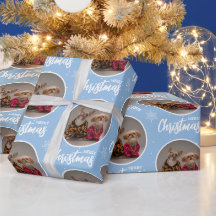 Photo personnalisé Joyeux Noël bleu glacé en cercl