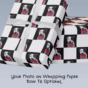 Papier Cadeau Photo personnalisée avec noeud papillon rouge sur