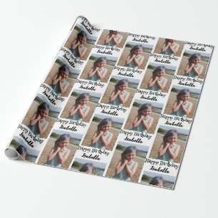 Papier Cadeau Photo personnalisée et nom Emballage d'anniversair