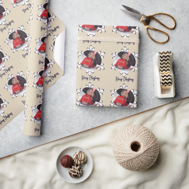 Papier Cadeau Photo personnalisée Flocon de neige Joyeux Noël (Artisanat)