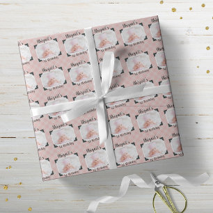 Papier Cadeau Photo personnalisée Pink Plaid Baby Birthday