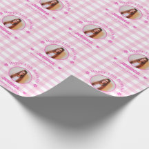 Photo personnalisée rose blanc Plaid Joyeux 17e an
