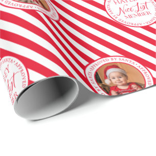 Papier Cadeau Photo personnalisée Rouge Nice Liste Membre Noël