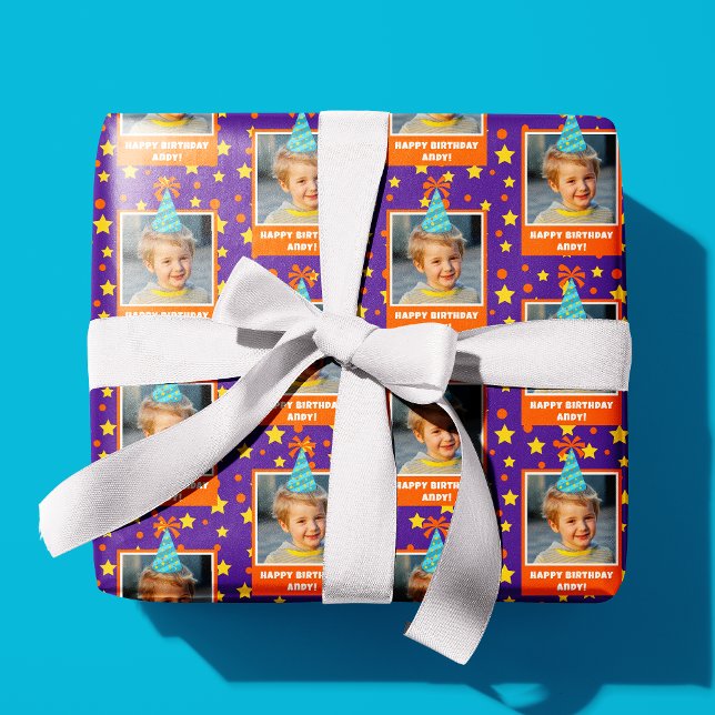 Papier Cadeau Photo pour enfant personnalisée Joyeux anniversair (Créateur téléchargé)