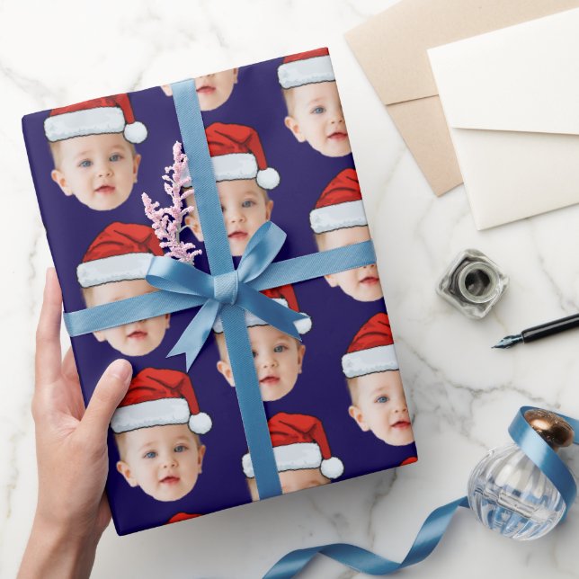 Papier Cadeau Photo Tête de bébé personnalisée Photo Santa Hat X (Cadeaux)