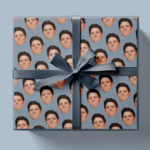 Papier Cadeau Photo visage ou animal de compagnie Dusty Blue Pap