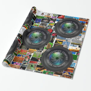 Papier Cadeau Photographe et objectif de caméra d'affaires de