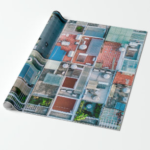 PAPIER CADEAU PHOTOGRAPHIE DE LA VUE AÉRIENNE DES MAISONS
