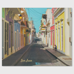 Papier Cadeau Photographie de rue pavée de vieux San Juan