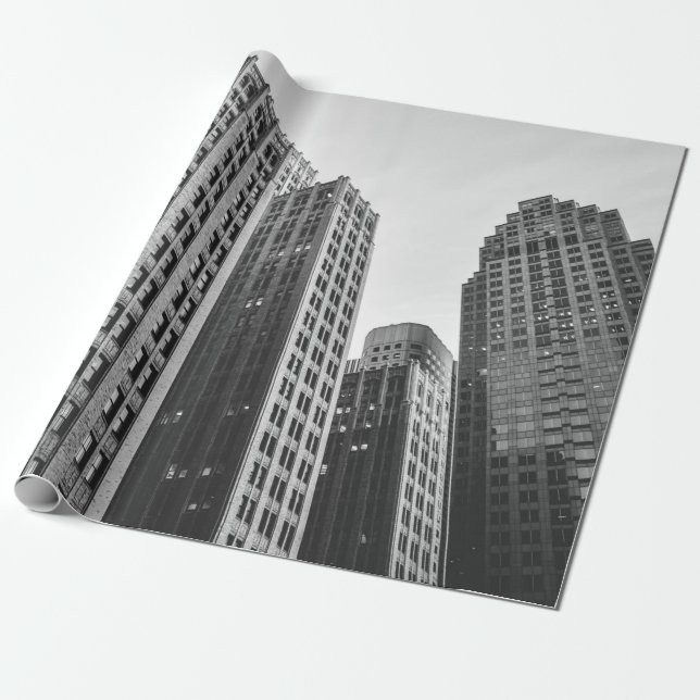 PAPIER CADEAU PHOTOGRAPHIE GRAYSCALE À FAIBLE ANGLE DE LA BÂTIME (Déroulé)