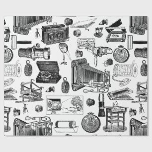 Papier Cadeau photographie vintage victorienne caméra toile