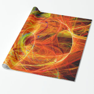 Papier Cadeau PHOTON CRAZY Abstrait Jaune Orange Fractal Fils