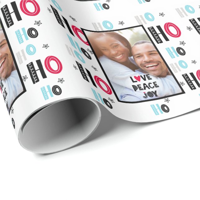 Papier Cadeau Photos de Doodle scandinave Noël moderne (Coin rond)