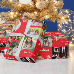 Papier Cadeau Photos de Famille Joyeux Noël Personnalisé
