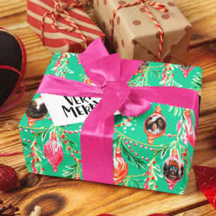 Papier Cadeau Photos de famille Ornement de Noël Kitsch