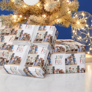 Papier Cadeau Photos de famille personnalisées 3 Joyeux Noël