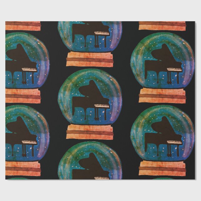 Papier Cadeau Piano dans un lobe de neige (Plat)