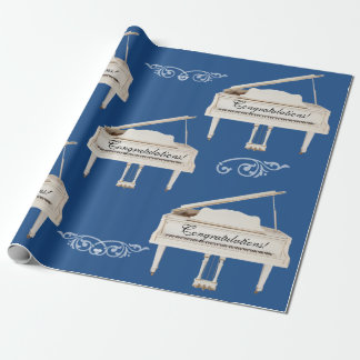 Papier Cadeau Pianos à queue blancs, texte de coutume de
