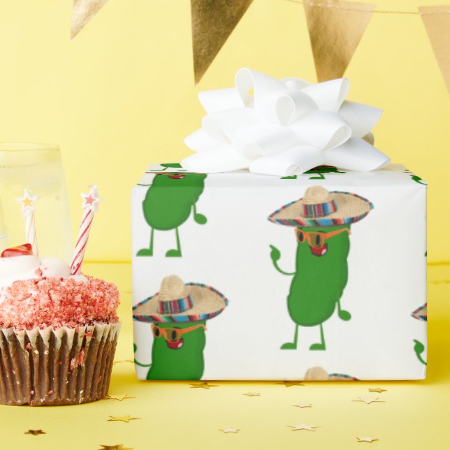 Papier Cadeau Picket à coller avec lunettes et sombrero (Fête d'anniversaire)