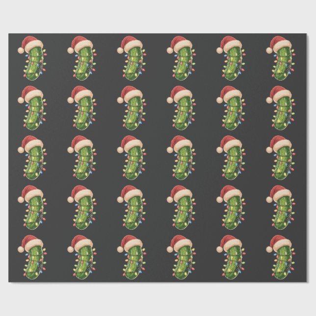 Papier Cadeau Pickle de Noël Pickle dans la lumière de Noël Pick (Plat)