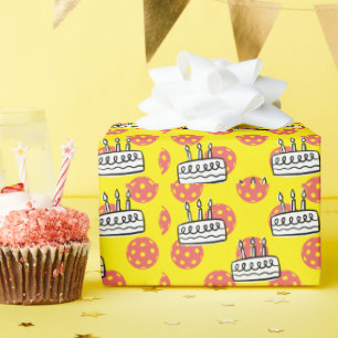 Papier Cadeau Pickleball avec gâteau d'anniversaire sur arrière 