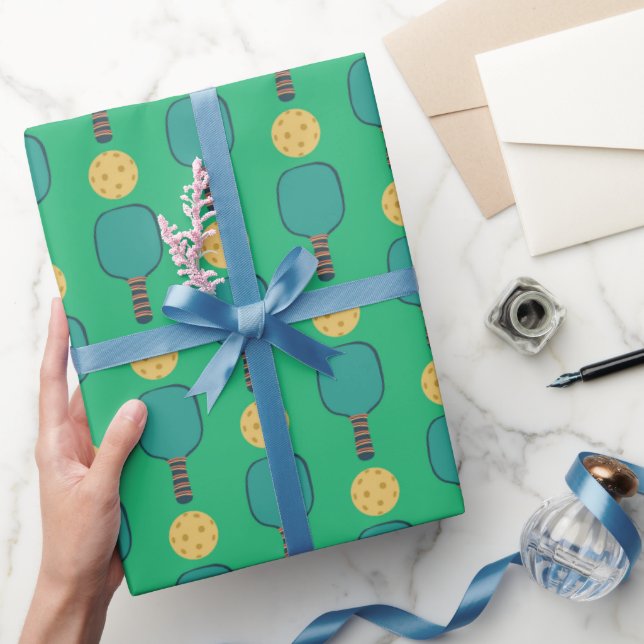 Papier Cadeau Pickleball fête d'anniversaire Vert (Cadeaux)