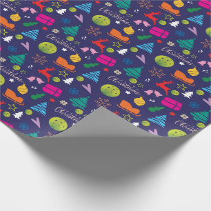 Papier Cadeau Pickleball 🎄 Joyeux Noël Enveloppement bleu m