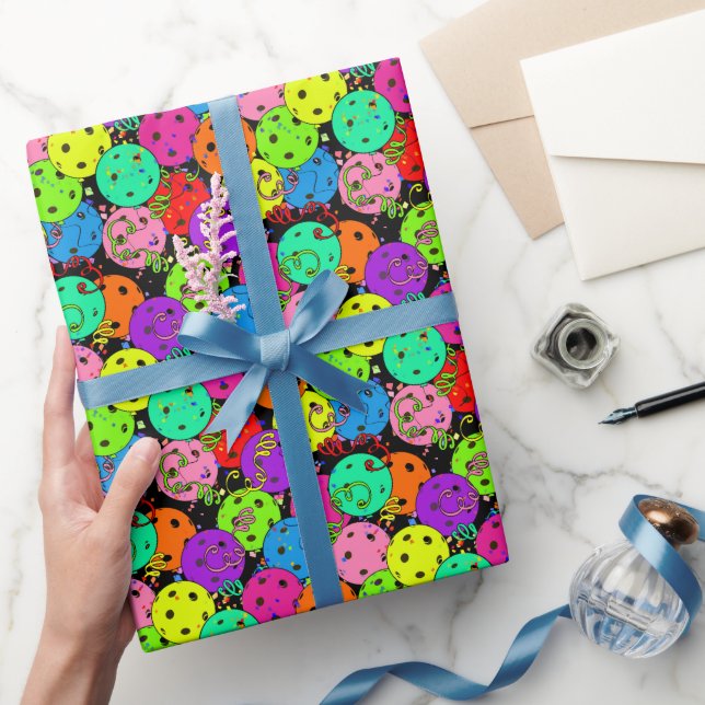 Papier Cadeau Pickleball Party Confetti et Pickleball Ballons (Cadeaux)