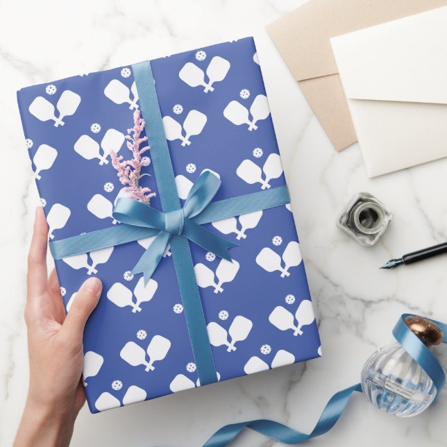 Papier Cadeau Pickleball Party Paddles Blue White Ball Cadeau (Cadeaux)