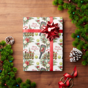Papier Cadeau Pickleball thème de Noël