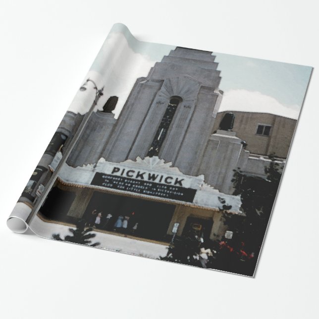Papier Cadeau Pickwick Movie Theatre Park Ridge Watercolor Art (Déroulé)