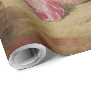 Papier Cadeau Pièce rose au plancher de la forêt avec des papill