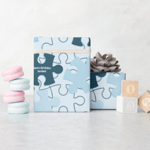 Papier Cadeau Pièces de puzzle amusantes personnalisées Joyeux A