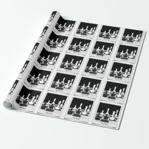 Papier Cadeau Pièces d'échecs personnalisées sur échiquier Retro