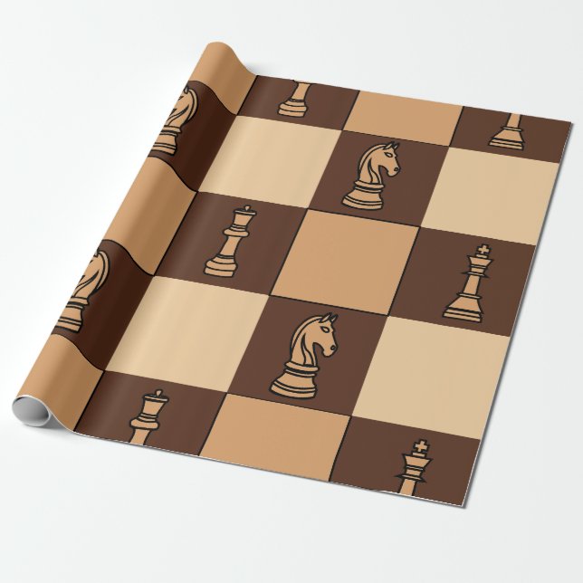 Papier Cadeau Pièces d'échiquier (Déroulé)