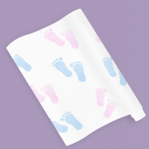 Papier Cadeau Pied rose Bébé bleu Imprimer Genre Revey Party