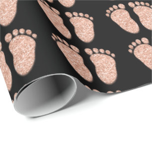 Papier Cadeau Pieds d'or de rose de rose de noir de fille de