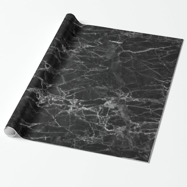 Papier Cadeau Pierre en marbre noir avec gris (Déroulé)