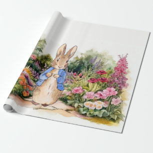 Papier Cadeau Pierre le lapin dans son jardin