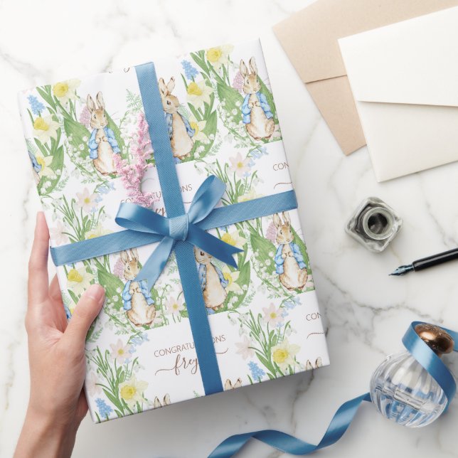 Papier Cadeau Pierre le lapin Le printemps fleurit Baby shower d (Cadeaux)