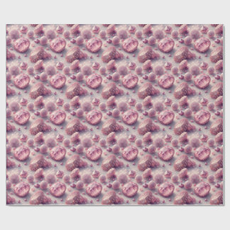 Papier Cadeau Pierres précieuses roses et motif de cristaux de j