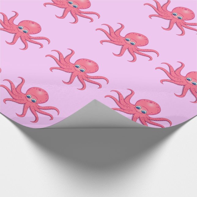 Papier Cadeau Pieuvre Rose Mignonne (Coin)