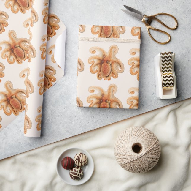 Papier Cadeau Pieuvre Salutii, Animaux Aquatiques Marins Vintage (Artisanat)