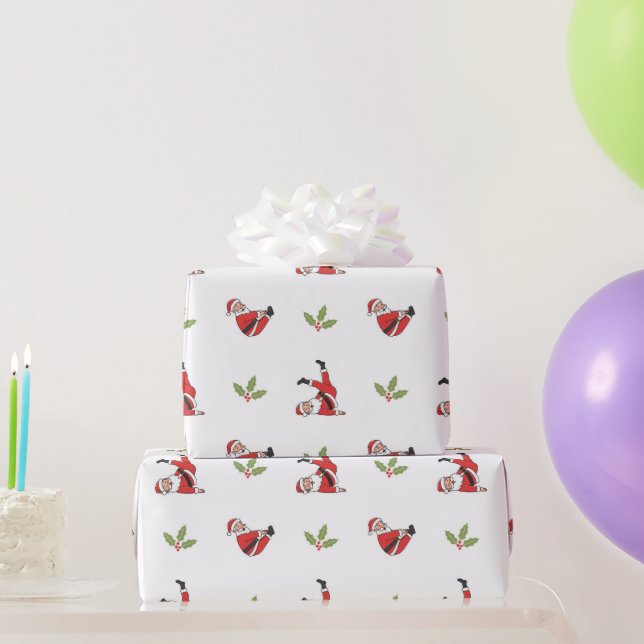 Papier Cadeau Pilates Santa Seamless Christmas Patterns (Cadeaux de fête)