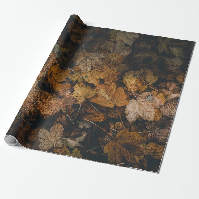 PAPIER CADEAU PILE DE FEUILLES BROWN EN MAPLE (Déroulé)