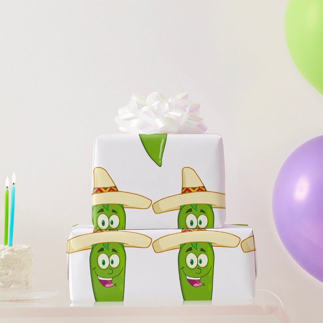 Papier Cadeau Piment Vert Souriant (Créateur téléchargé)